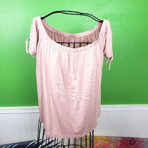 American Eagle Outfitters Tops - American Eagle Outfitters Soft Off The Shoulders Lace Tie Shirt Size Large